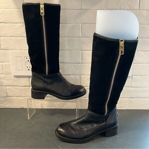 Coach sz 5.5 Bailey safari black leather & suede wool lined riding boots